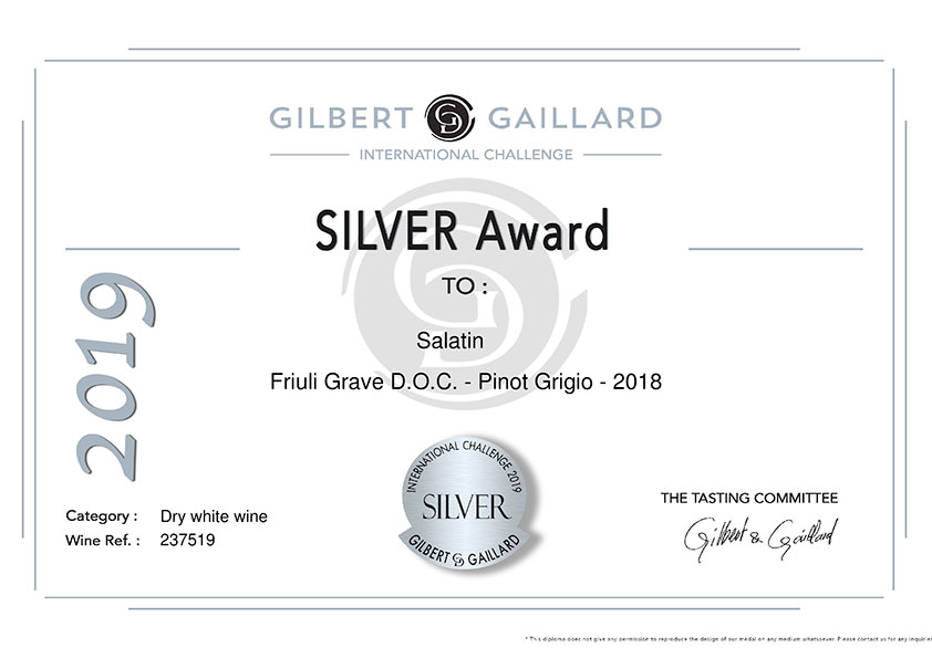 Gilbert & Gaillard 2019 - Silver AwardPinot Grigio DOC Friuli Grave 2018 -