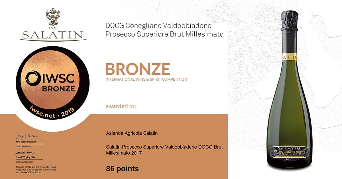 IWSC 2019 - DOCG Valdobbiadene Prosecco Superiore Brut Millesimato 2018 - 86 Points