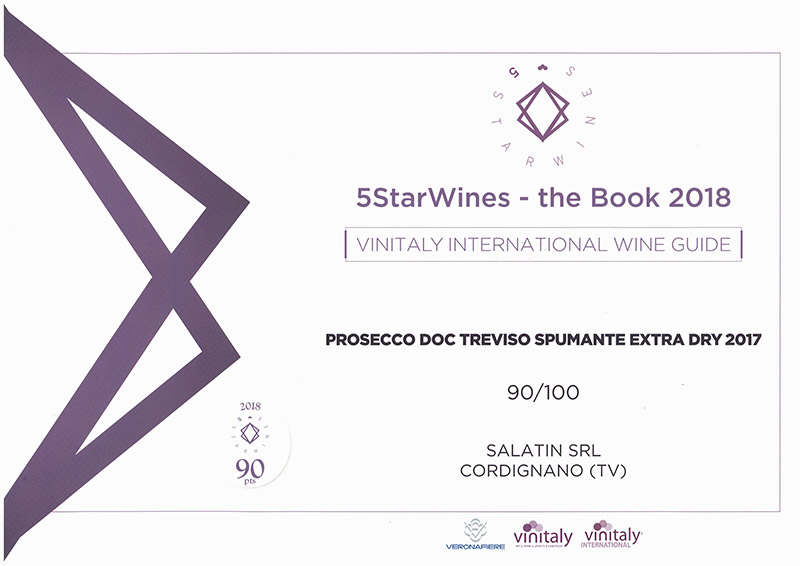 5StarWines – the Book 2018 (Vinitaly 2018) - Prosecco DOC Treviso Spumante Extra Dry 2017 - 90 points