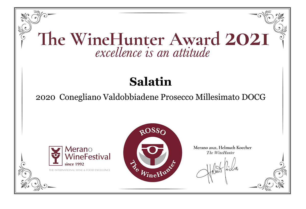 The WineHunter Award 2021 - Conegliano Valdobbiadene Prosecco Millesimato DOCG 2020 - 90/92 Punti